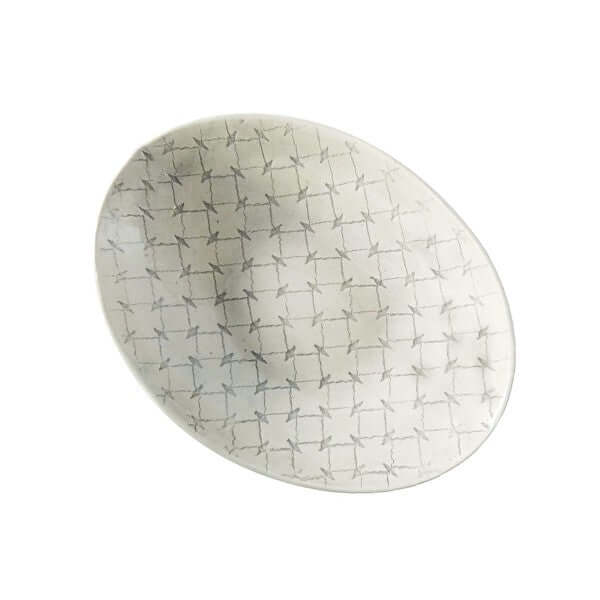 Large Etosha Dish Warm Grey with decorative pattern, by Wonki Ware