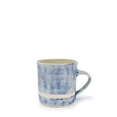 Large straight mug blue with a white stripe by Wonki Ware 
