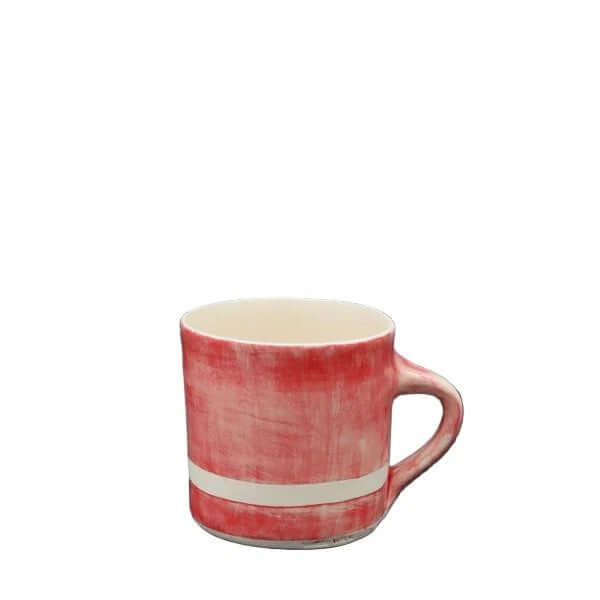 Large Straight Mug Pimento with a white stripe by Wonki Ware 