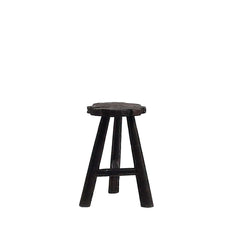 Black wooden Medewi Stool made of aged teak