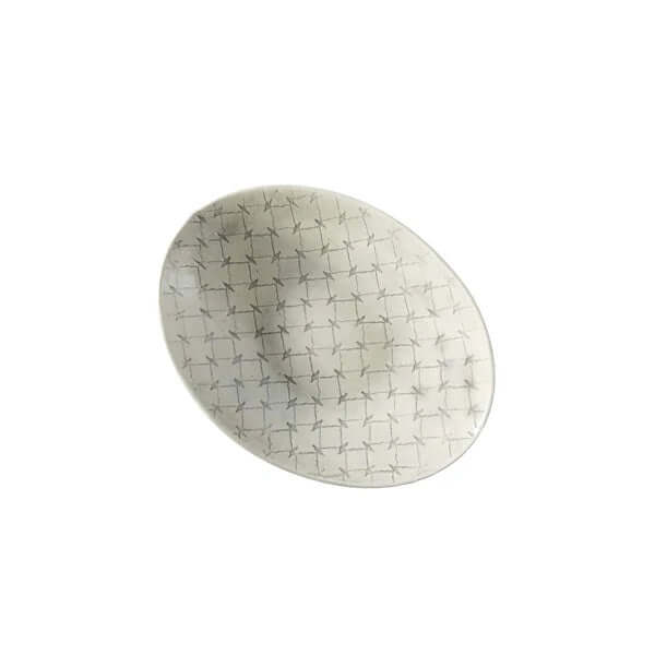Medium Etosha Dish Warm Grey with decorative pattern, by Wonki Ware