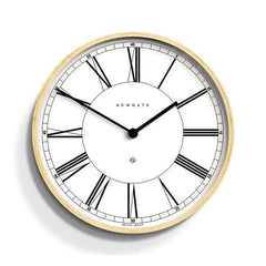 Newgate Mr Architect Wall Clock Large with wooden frame and white face displaying Roman numerals on a white background.