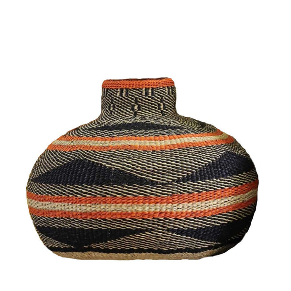 Baba Tree Nosere-Yure Decor Basket 00016 with multicolored pattern made of elephant grass in Ghana