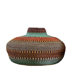 Baba Tree Nosere-Yure Decor Basket 00030 with multicolored pattern made of elephant grass in Ghana