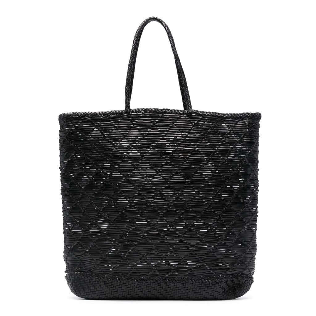 Dragon Diffusion NS Corso Black woven leather tote bag with a cross-weave design