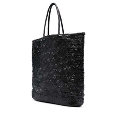Dragon Diffusion NS Corso Black woven leather tote bag with a cross-weave design