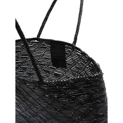 Dragon Diffusion NS Corso Black woven leather tote bag with a cross-weave design