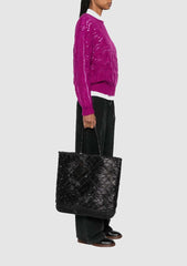 Dragon Diffusion NS Corso Black woven leather tote bag with a cross-weave design
