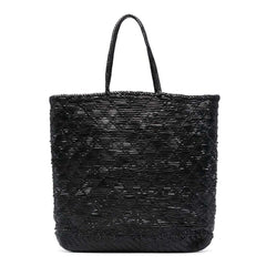 Dragon Diffusion NS Corso Black woven leather tote bag with a cross-weave design