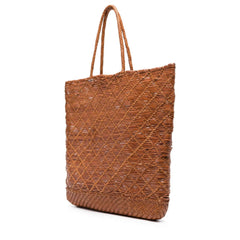 Dragon Diffusion NS Corso Tan woven leather tote bag with a cross-weave design
