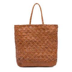 Dragon Diffusion NS Corso Tan woven leather tote bag with a cross-weave design