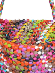 close-up of Dragon Diffusion Octo Multi multicolored geometric-patterned handbag with a handle.