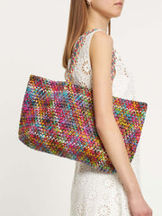 Dragon Diffusion Octo Multi multicolored geometric-patterned handbag with a handle.