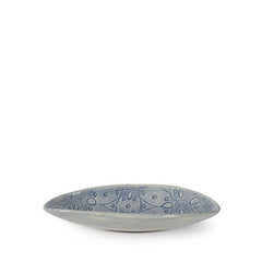 Pebble Olive Dish Blue with floral patterns, by Wonki Ware