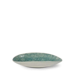 Pebble Olive Dish Marine with decorative patterns, by Wonki Ware