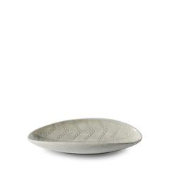 Pebble Olive Dish Warm Grey with decorative patterns, by Wonki Ware