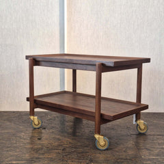 Teak serving cart with wheels 