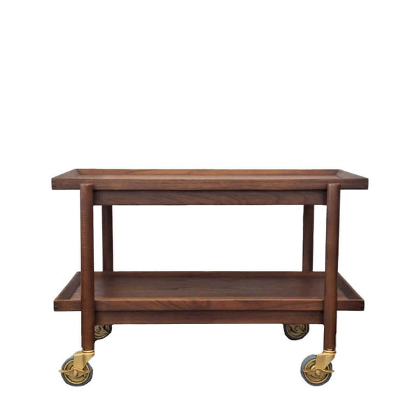 Teak serving cart with wheels 