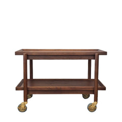 Teak serving cart with wheels 