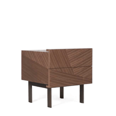 Ray Nightstand with two geometric design drawers and four metal legs