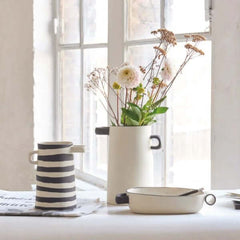 Rayu Vase 17cm Striped with an asymmetrical form and a matte finish, by ASA selection