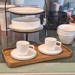 Handcrafted Rectangle Platter Teak with soft rounded corners and natural grain detailing. A versatile serving and styling piece that brings warmth to any table or surface.