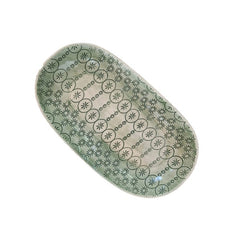 Oval rice dish, dark green