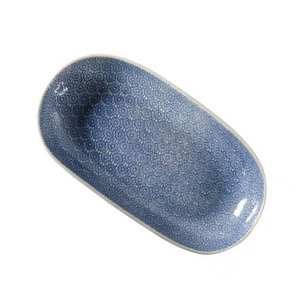 Oval Rice Dish Blue with decorative patterns by Wonki Ware
