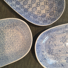 Oval rice dish, blue