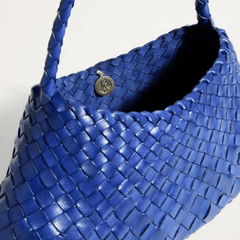 Dragon Diffusion Rosanna Navy woven leather handbag close up