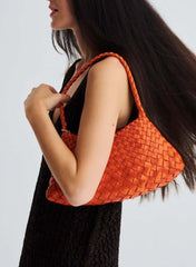 Dragon Diffusion Rosanna Orange leather woven handbag