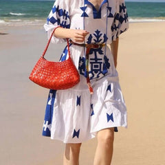 Dragon Diffusion Rosanna Poppy Red woven leather handbag 