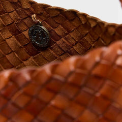 Dragon Diffusion Rosanna Tan woven leather handbag close up