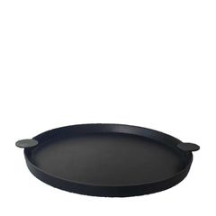 Round Aluminium Tray 51cm Blackish Bronze with handles on the sides.