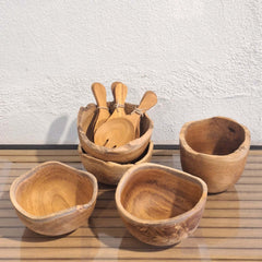 Handcrafted Rustic Bowl Small Teak with a natural live edge and organic form. Each piece is one of a kind, bringing raw, earthy character to any home interior.