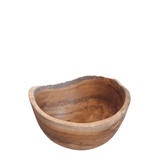 Handcrafted Rustic Bowl Small Teak with a natural live edge and organic form. Each piece is one of a kind, bringing raw, earthy character to any home interior.