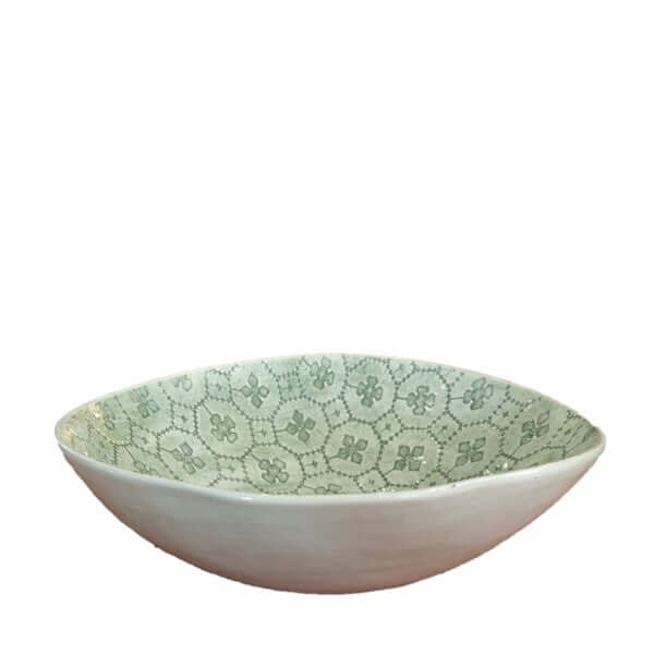 Medium Salad Bowl Dark Green with decorative pattern, by Wonki Ware