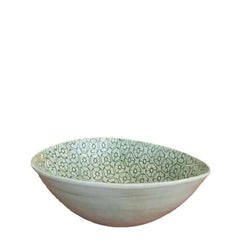 Small Salad Bowl Dark Green with decorative pattern, by Wonki Ware