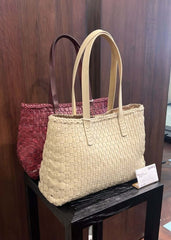Dragon Diffusion Salvage Pearl colour woven leather handbag