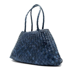 Dragon Diffusion Santa Croce Big Marine with asymmetric leather straps and a woven basket-like design.