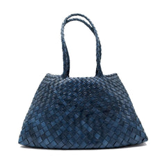 Dragon Diffusion Santa Croce Big Marine with asymmetric leather straps and a woven basket-like design.
