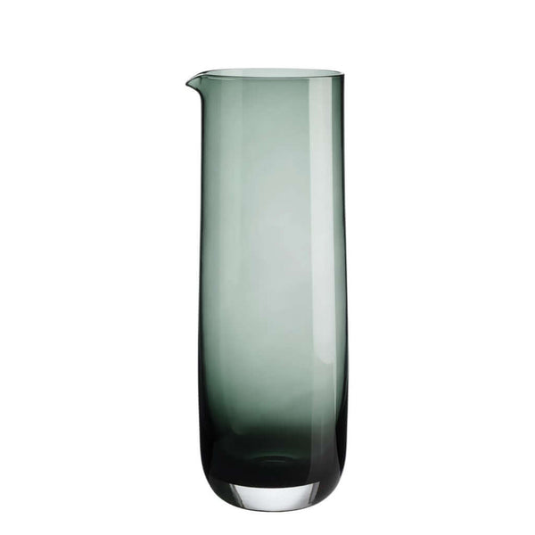 A tall, green, mouth-blown glass carafe with a shiny finish, suitable for serving beverages, by ASA selection