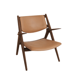 Sawbuck Lounge Chair Tan Leather seat and backrest