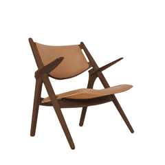 Sawbuck Lounge Chair Tan Leather seat and backrest
