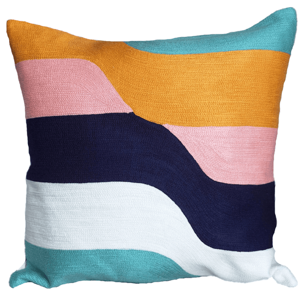 Serpe Embroidered Cushion 45x45cm featuring colorful abstract designs with soft textures.