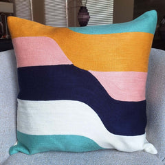Serpe Embroidered Cushion 45x45cm featuring vibrant colors and detailed stitching for home decor enhancement.