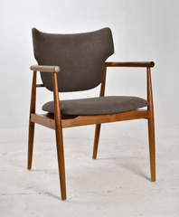 Teak Seven Armchair Cotton Canvas in dark taupe cushioned seat and backrest 