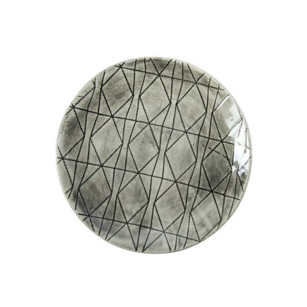 Large Side Plate Black with decorative pattern, by Wonki Ware