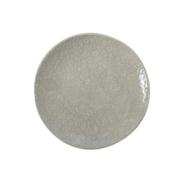 Large Side Plate Warm Grey with decorative pattern, by Wonki Ware