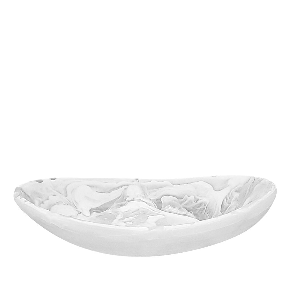 Small Oval Tray Resin White Marble. Food-safe, handcrafted & unique. Perfect for jewellery, keys or serving cold dish and dry snacks.